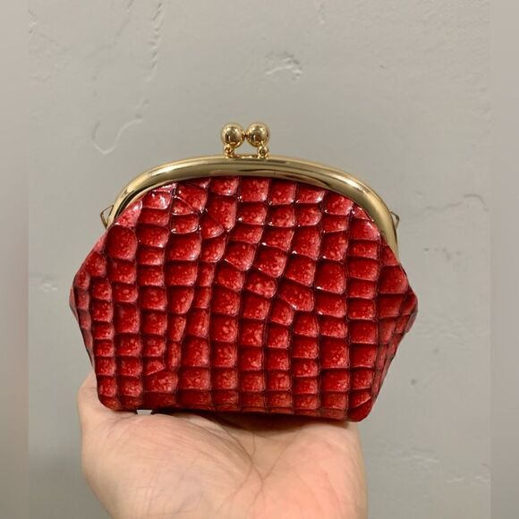 Handmade Genuine Embossed Leather Kisslock Wristlet/Crossbody & Coin Purse - Picture 14 of 16